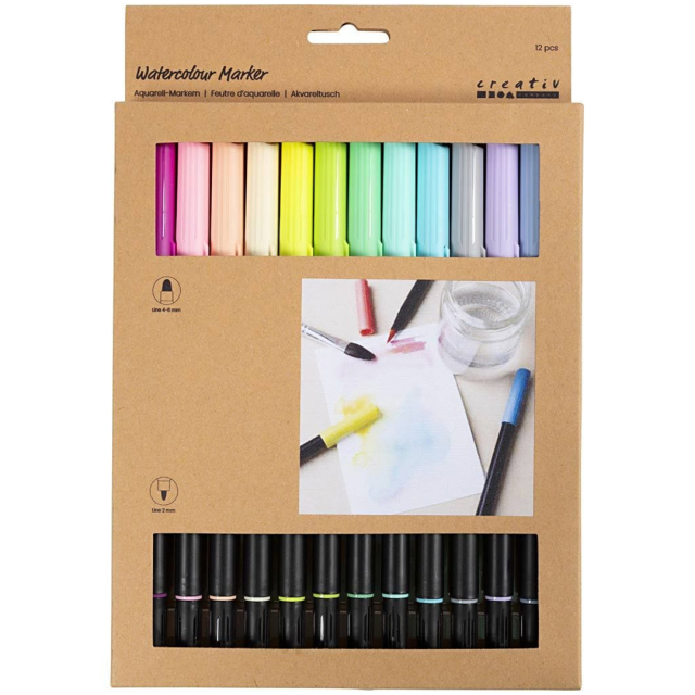 Watercolour Markers Two-Tip Brush Set of 12