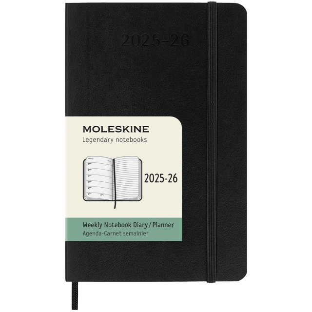 Calendar 18M WeekNote Soft Cover Pocket Black