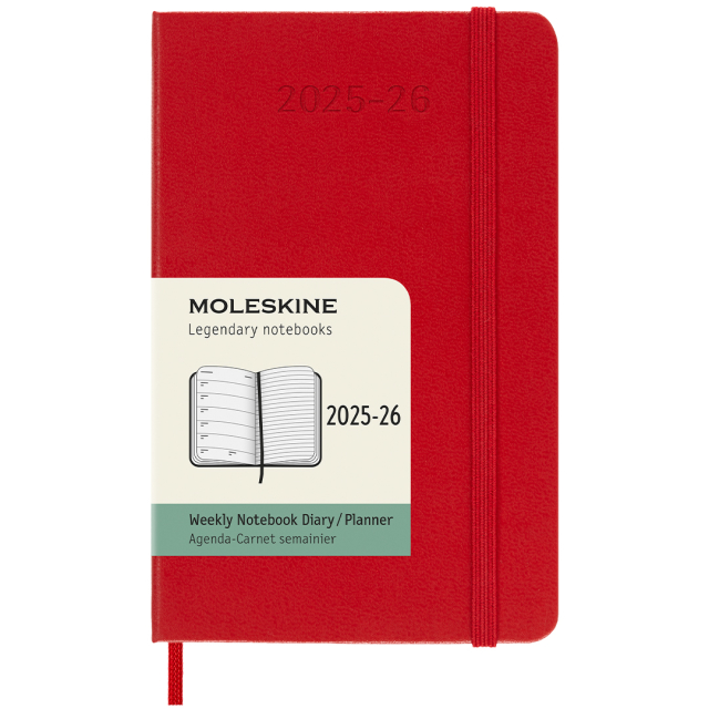 Calendar 18M WeekNote Hard Cover Pocket Red
