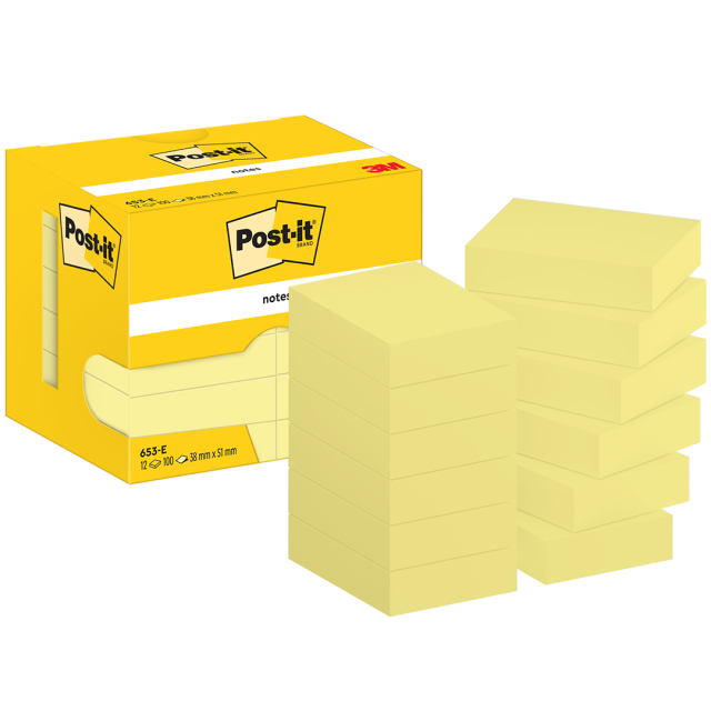 Post‑it 38×51 yellow 12‑pack
