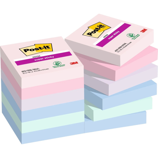 Post-it Super Sticky 47.6 x 47.6 Colour Mix Soulful 12-pack