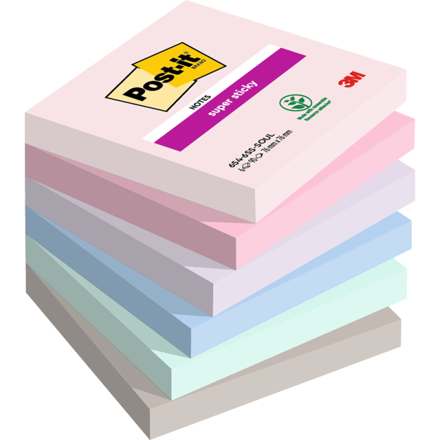 Post-it Super Sticky 76x76 Colour Mix Soulful 6-pack