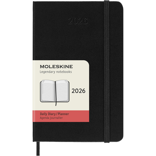 Calendar 12M Daily 2026 Hardcover Pocket Black