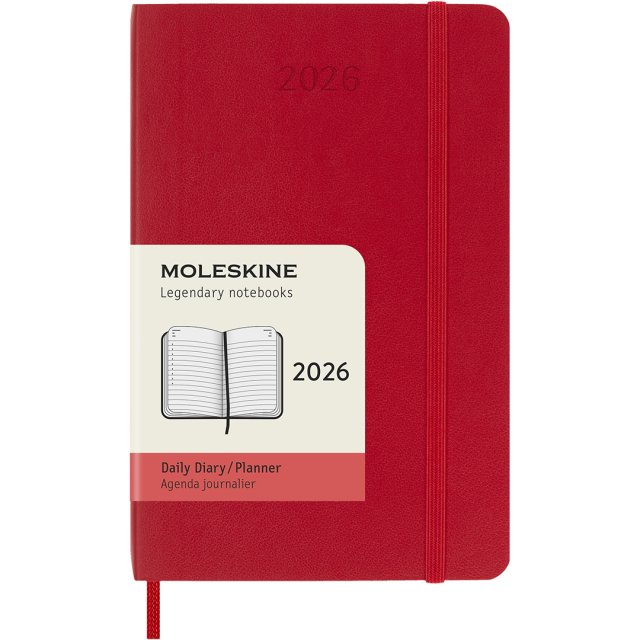 Calendar 12M Daily 2026 Softcover Pocket Red