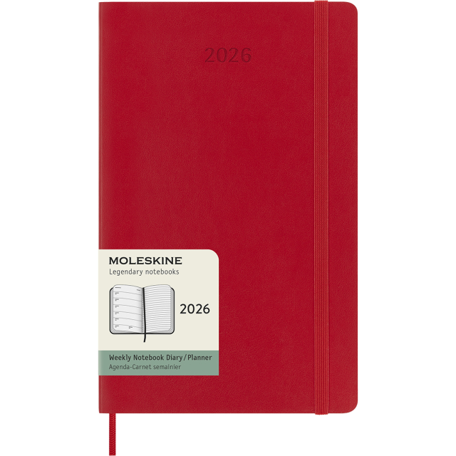 Calendar 12M Weekly Notebook 2026 Softcover Large Red
