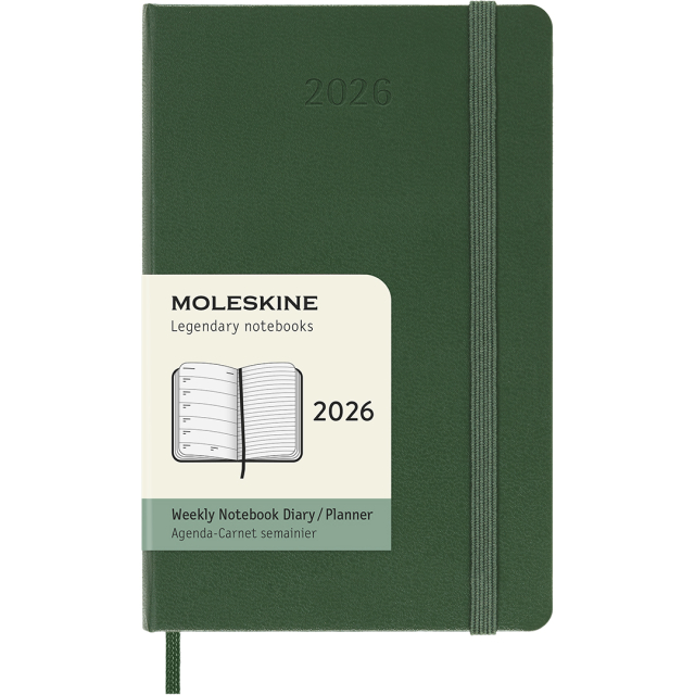 Calendar 12M Weekly Notebook 2026 Hardcover Pocket Myrtle Green
