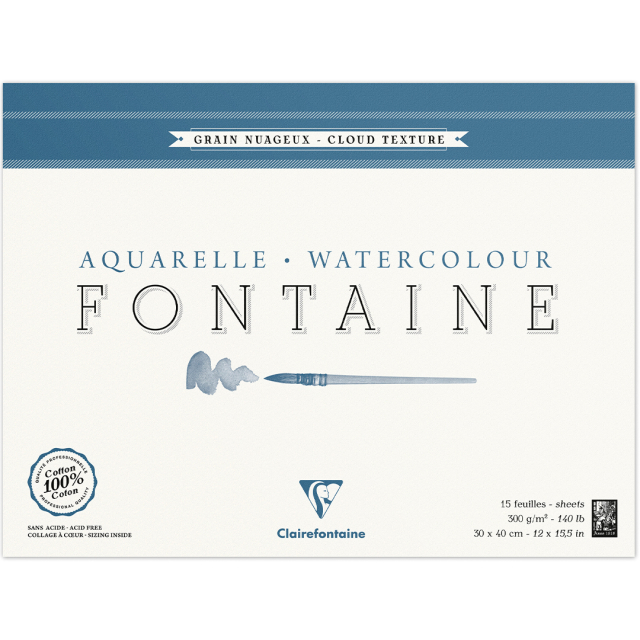 Fontaine Watercolor block Cloud Texture 30x40 cm 300g