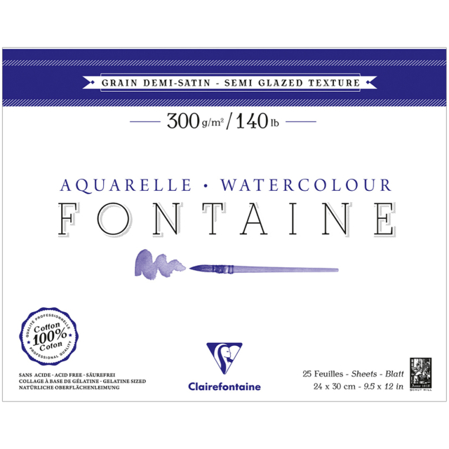 Fontaine Watercolor block Semi-Glazed 24x30 cm 300g