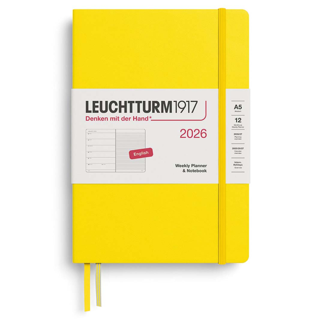 Calendar Weekly Planner & Notebook 2026 A5 Lemon