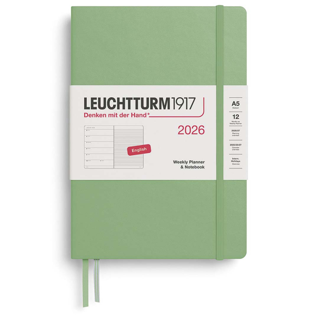 Calendar Weekly Planner & Notebook 2026 A5 Sage