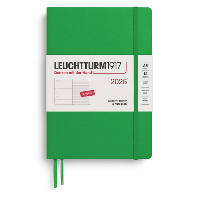 Calendar Weekly Planner & Notebook 2026 A5 Spring Leaf