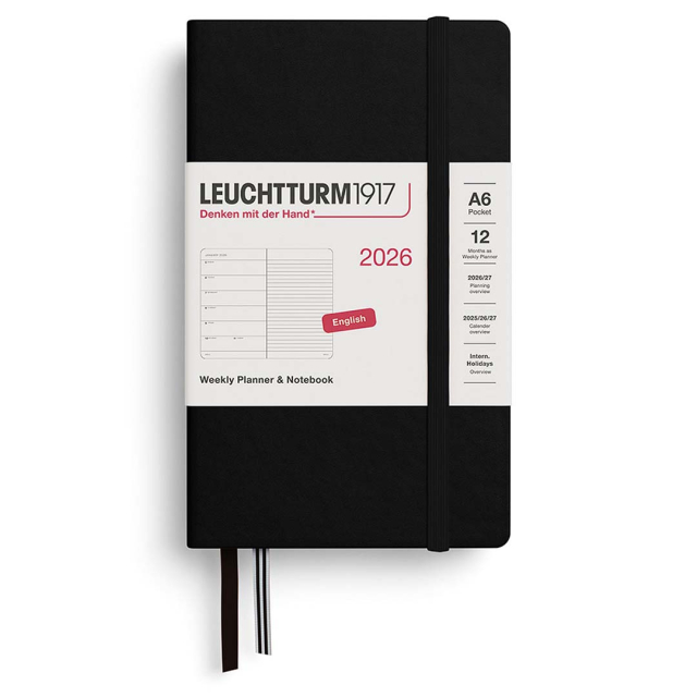 Calendar Weekly Planner & Notebook 2026 A6 Black