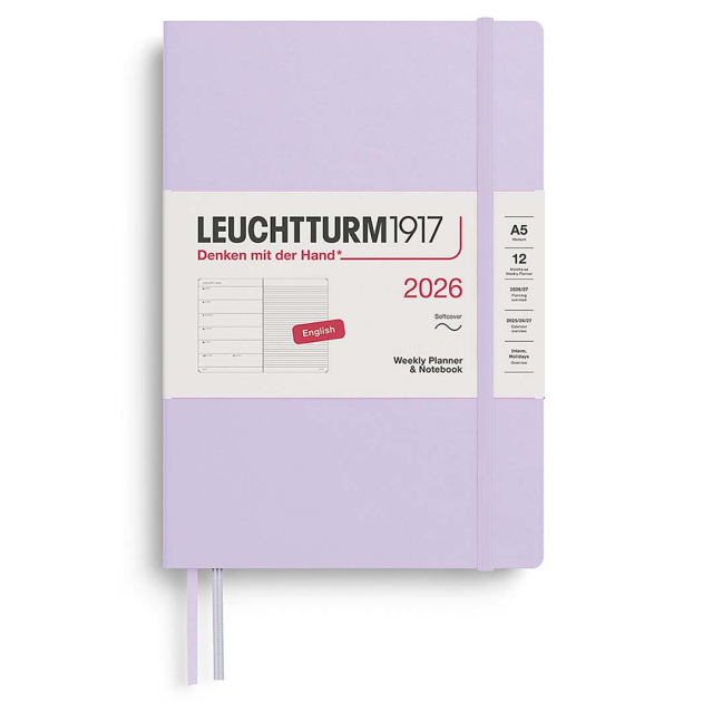 Calendar Weekly Planner & Notebook 2026 A5 Soft Cover Lilac