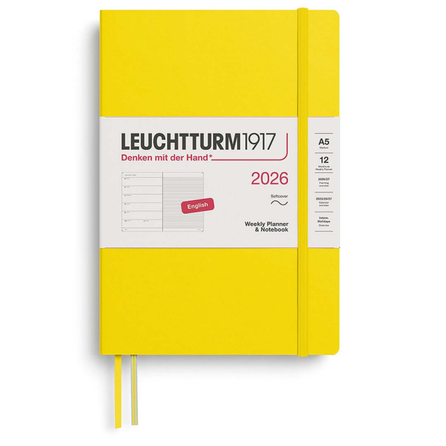 Calendar Weekly Planner & Notebook 2026 A5 Soft Cover Lemon