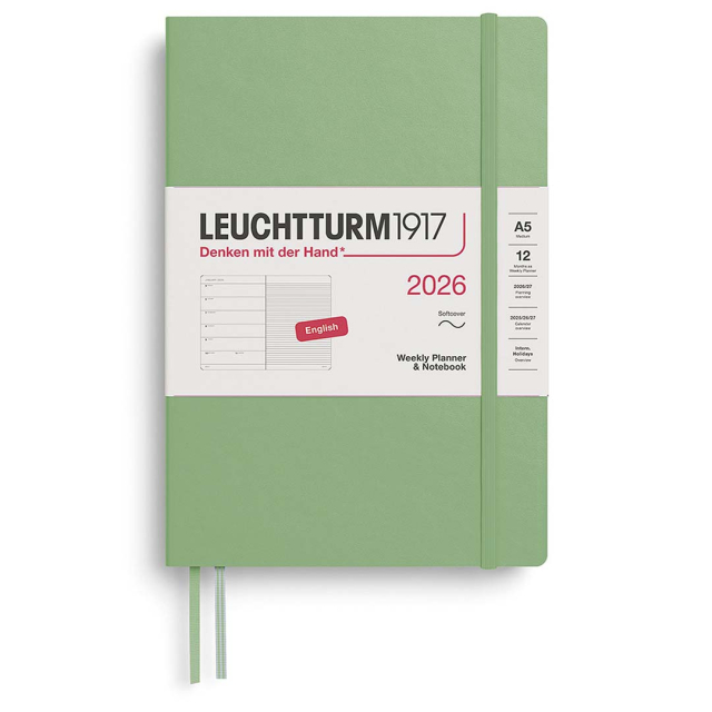 Calendar Weekly Planner & Notebook 2026 A5 Soft Cover Sage
