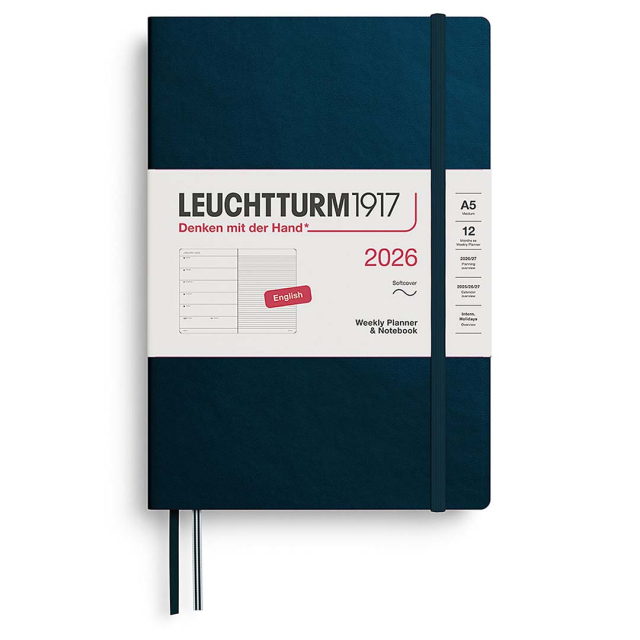 Calendar Weekly Planner & Notebook 2026 A5 Soft Cover Deep Sea