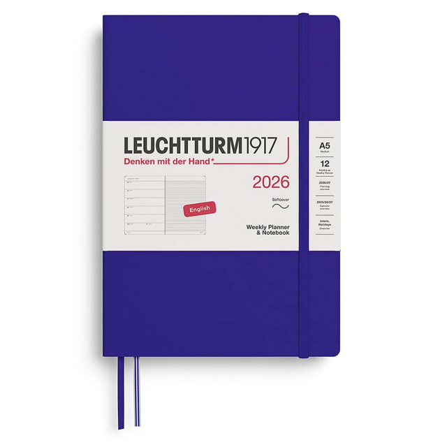 Calendar Weekly Planner & Notebook 2026 A5 Soft Cover Ink