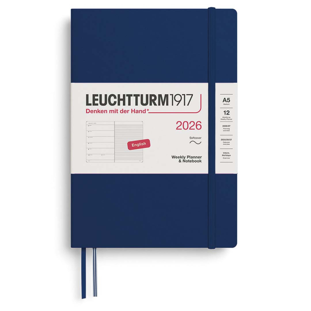Calendar Weekly Planner & Notebook 2026 A5 Soft Cover Navy