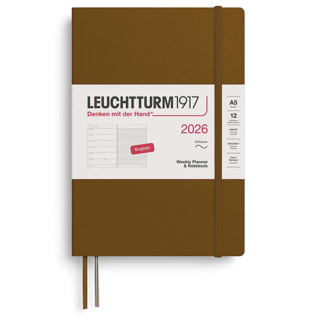 Calendar Weekly Planner & Notebook 2026 A5 Soft Cover Spice Brown