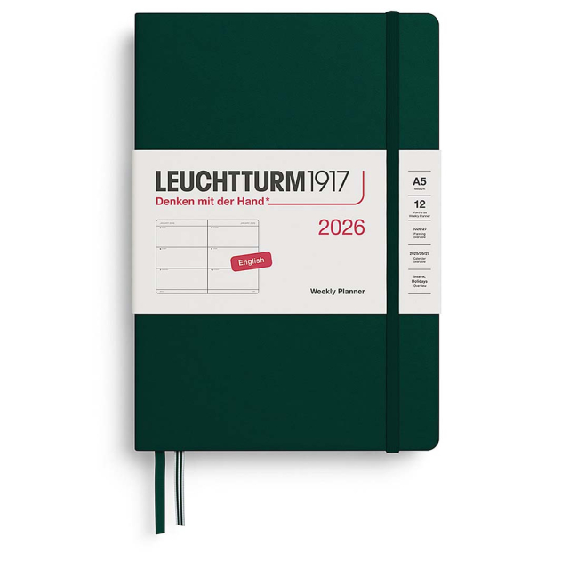 Calendar Weekly Planner 2026 A5 Forest Green