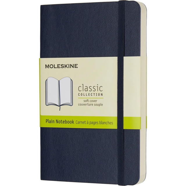 Classic Soft Cover Notebook Pocket Blue Plain