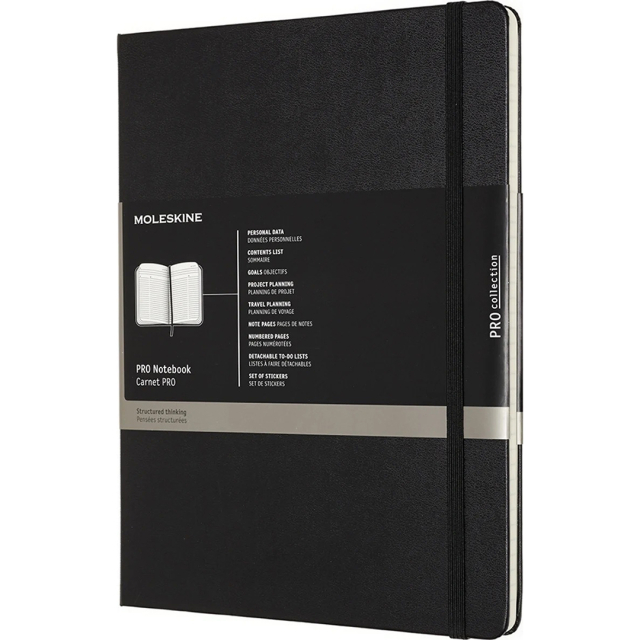 Pro Hard Cover Notebook XL Black Ruled