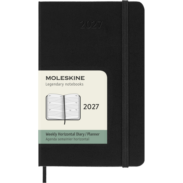 Calendar 12M Weekly Horizontal 2027 Hardcover Pocket Black 