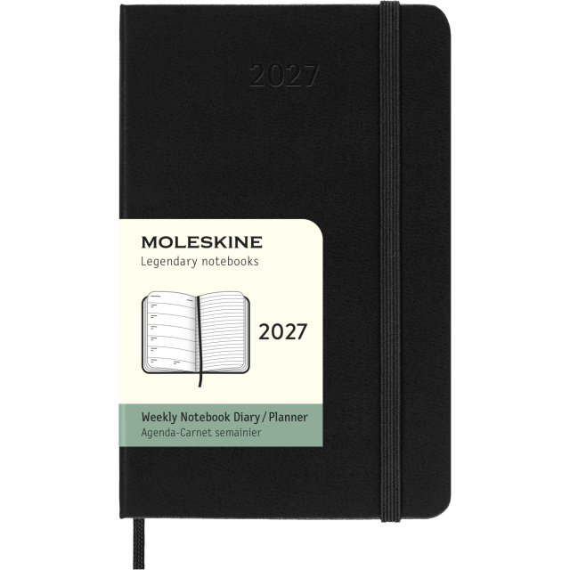 Calendar 12M Weekly Notebook 2027 Hardcover Pocket Black 