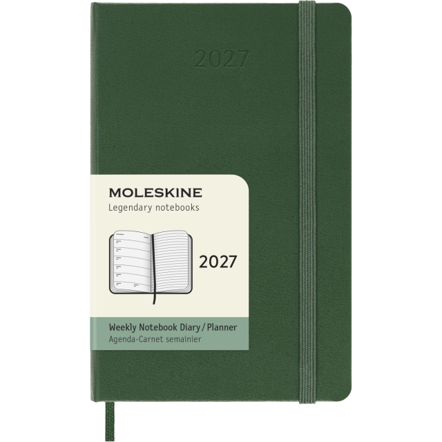 Calendar 12M Weekly Notebook 2027 Hardcover Pocket Myrtle Green 
