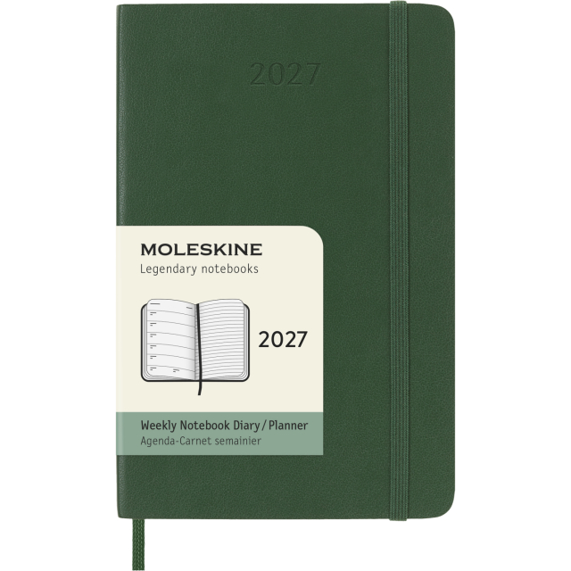 Calendar 12M Weekly Notebook 2027 Softcover Pocket Myrtle Green 