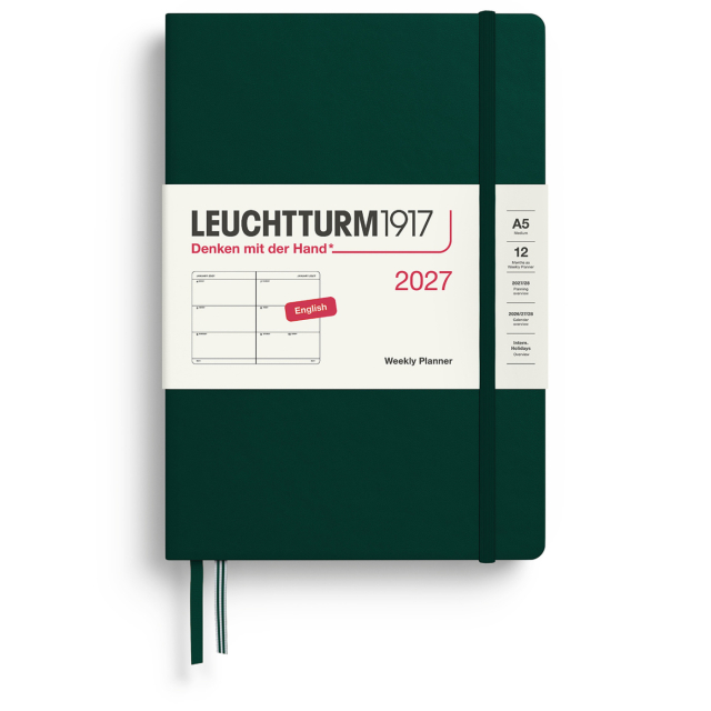 Calendar Weekly Planner 2027 A5 Forest Green