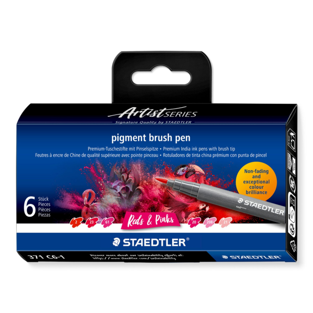 Pigment Arts Brush Pen set of 6 Red/Pink