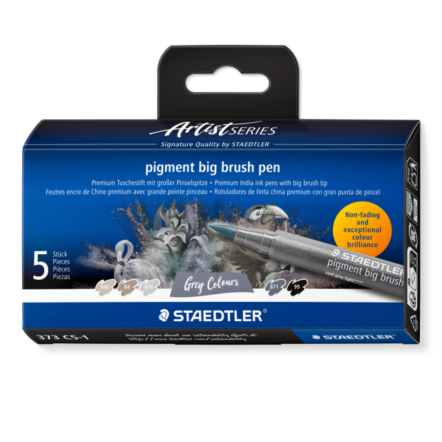 Pigment Arts Big Brush Pen set of 5 Grey
