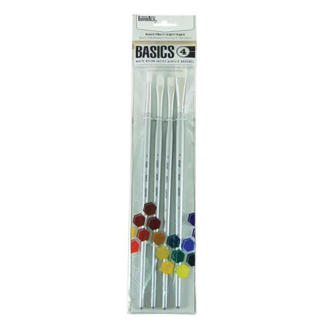 Synthetic Acrylic Brushes Long Handle 4-pack