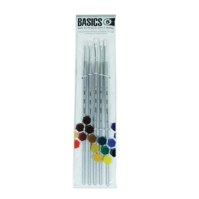 Syntetpensler Akryl Long Handle 5-pak