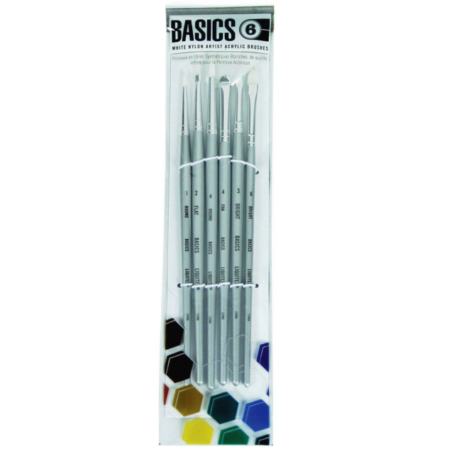 Synthetic Acrylic Brushes Short Handle 6-pack