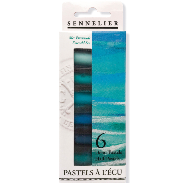 Soft Pastel à l'écu Half Stick Emerald Sea Set of 6