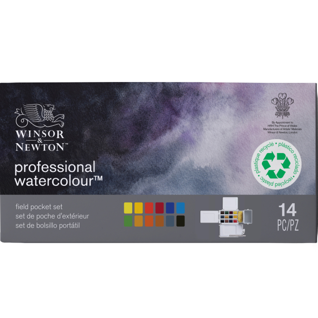 Professional Water Colour Half Pan Field Box 12-set