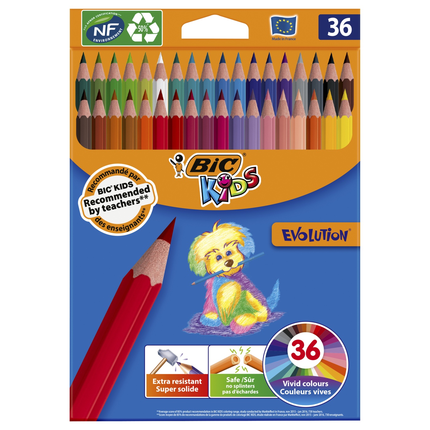 BIC Kids Evolution Stripes Colouring Pencils Pack of 12 Assorted Colours