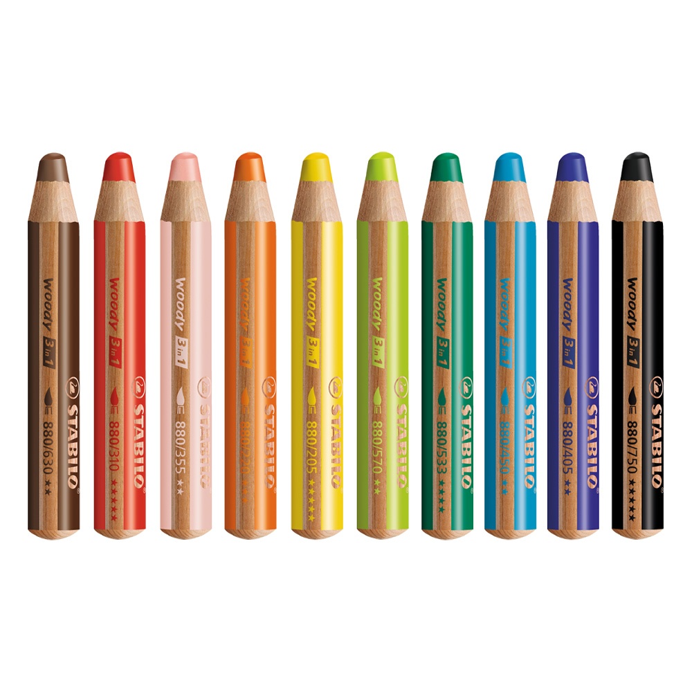 Stabilo Woody 3 in 1 Pencil Watercolour Colour Pencil Crayon Pack of 6, 10,  18 -  Sweden