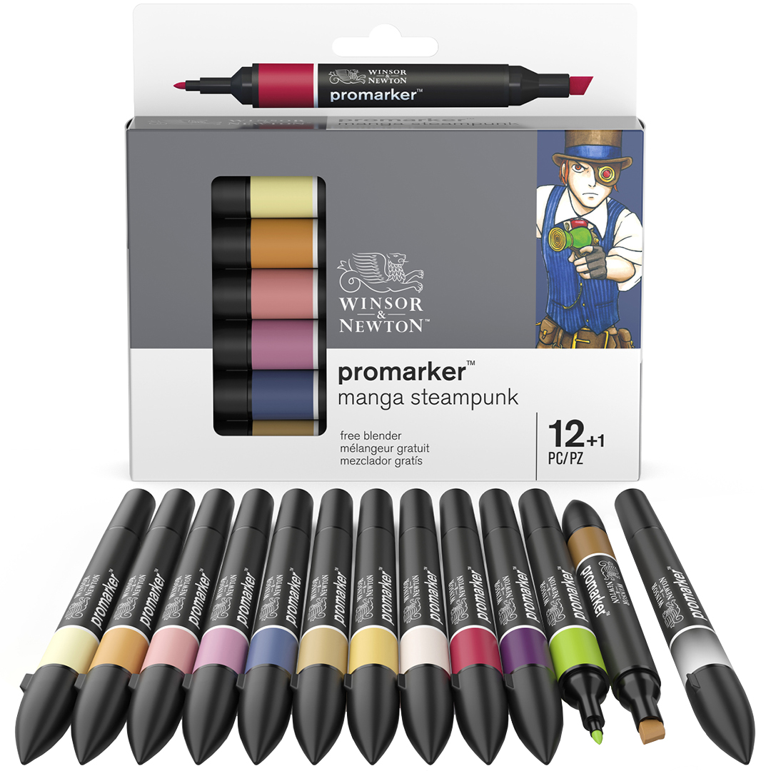 ProMarker 12-set + blender (Manga Steampunk) in the group Pens / Artist Pens / Felt Tip Pens at Pen Store (100562)