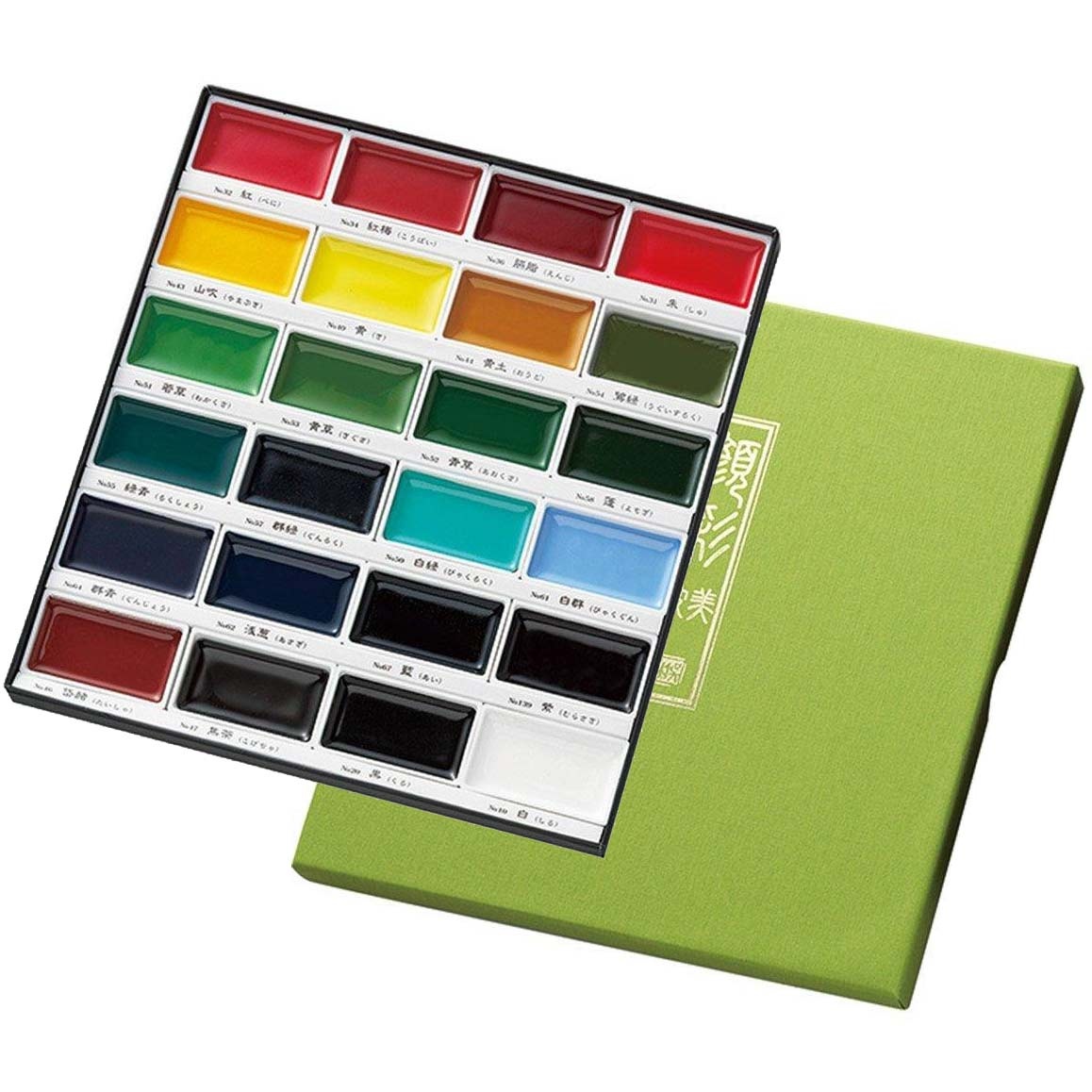 Kuretake GANSAI TAMBI 24 Colors Set, Watercolor Paint Set