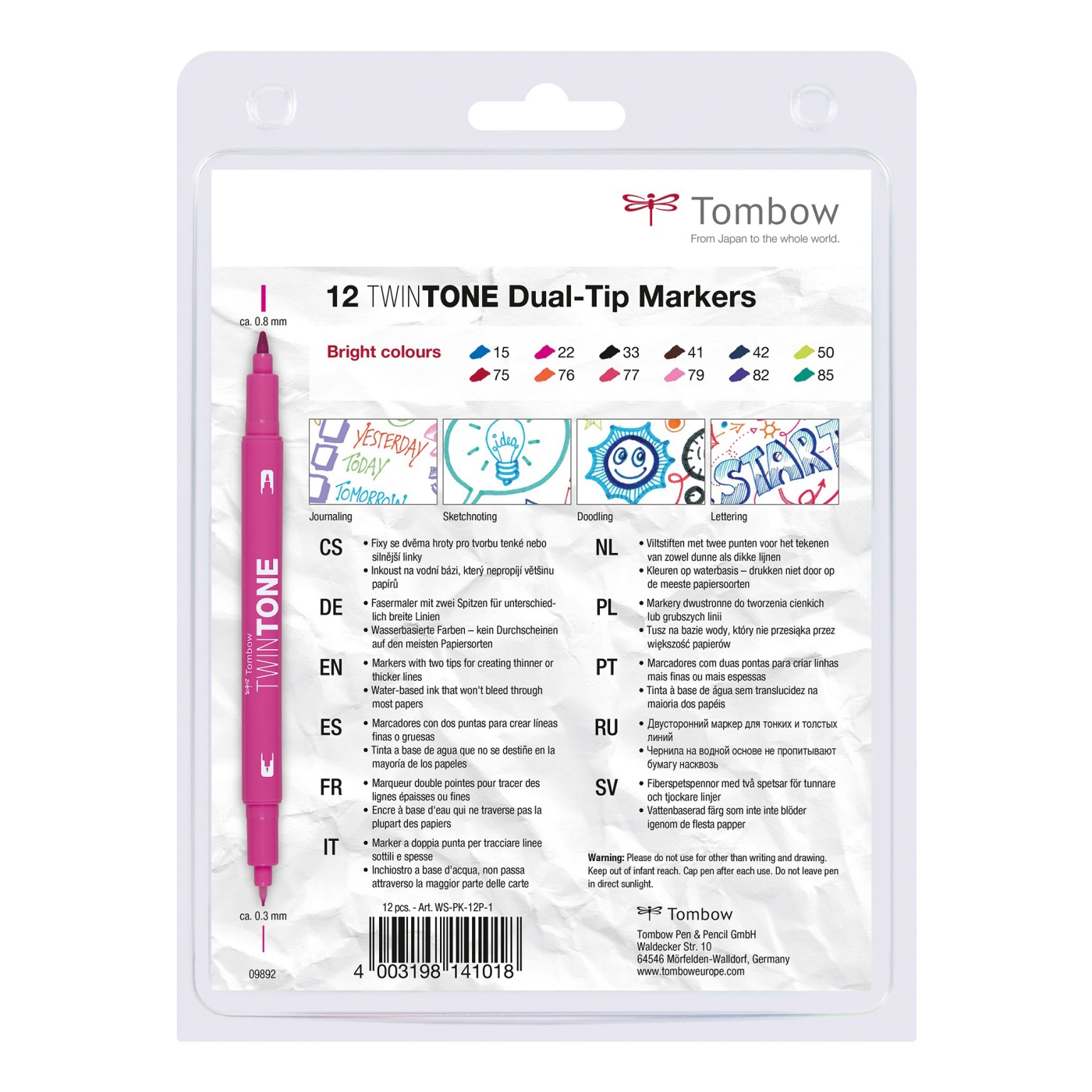 TwinTone Marker Bright 12-pack in the group Pens / Artist Pens / Felt Tip Pens at Pen Store (101103)
