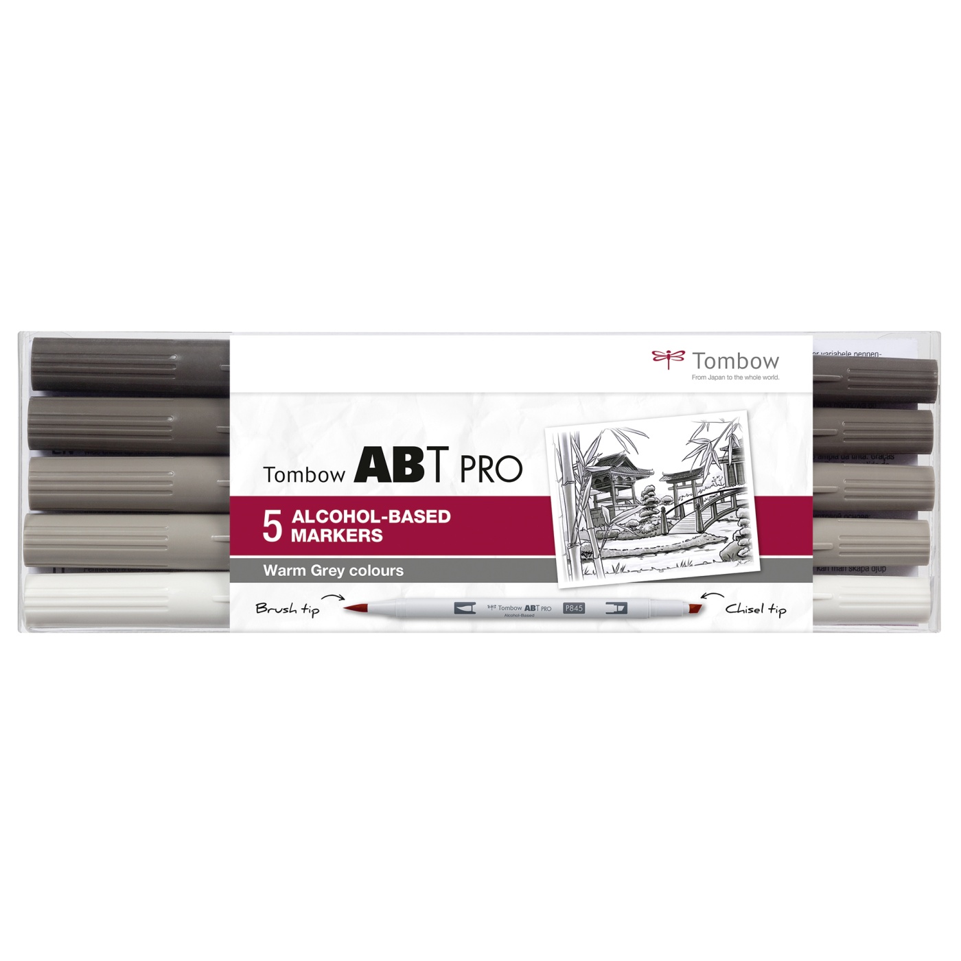 ABT PRO Dual Brush Pen 5-set Warm Grey in the group Pens / Artist Pens / Illustration Markers at Pen Store (101258)