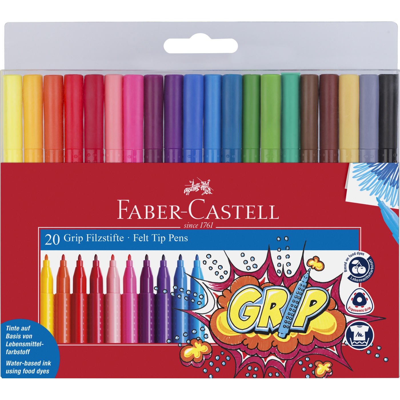 20 Pack Fibre Felt Tip Colouring Pens Kids/Childrens Stationery Creative Markers 