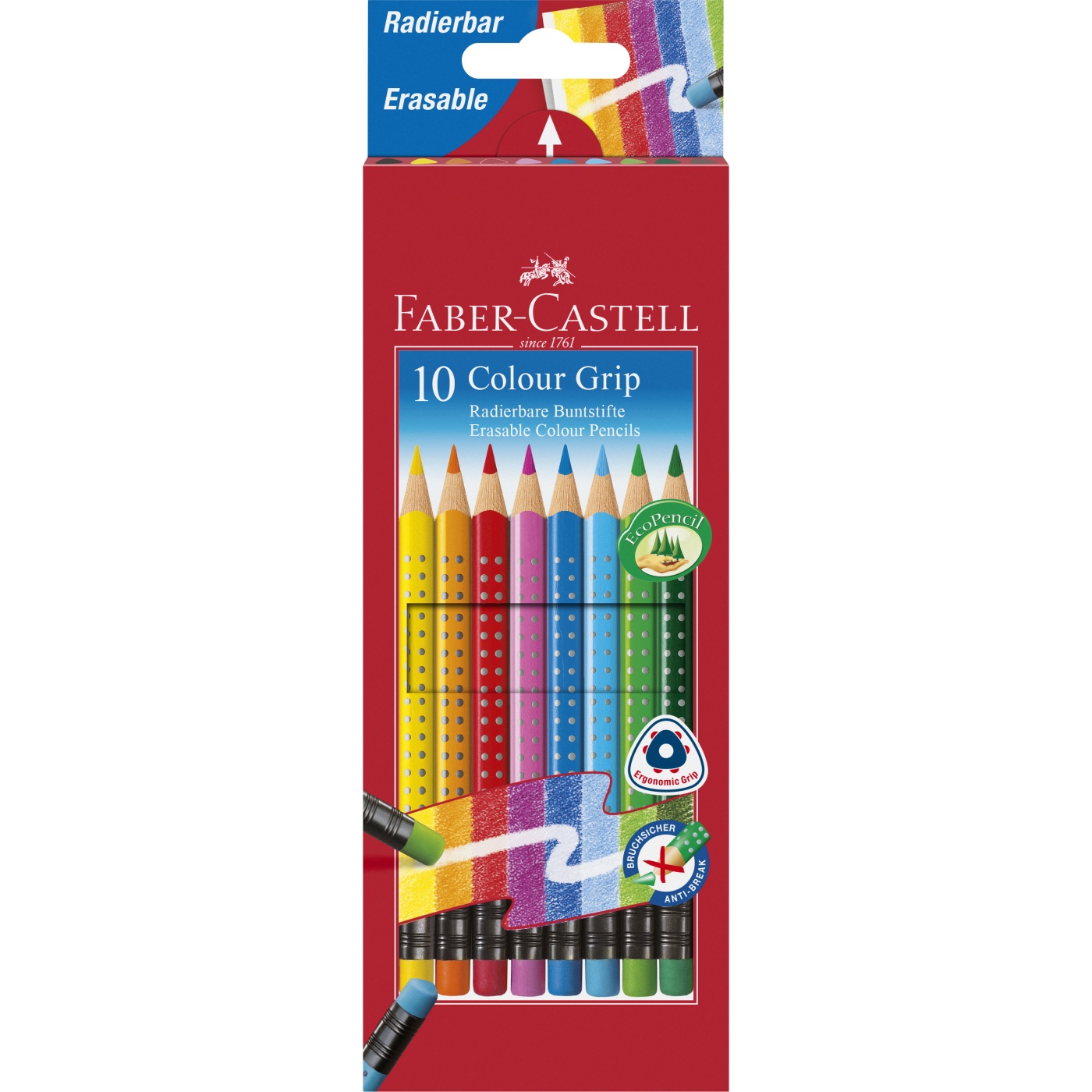 Faber-Castell Colour Grip Erasable Coloring Pencils - Set of 10