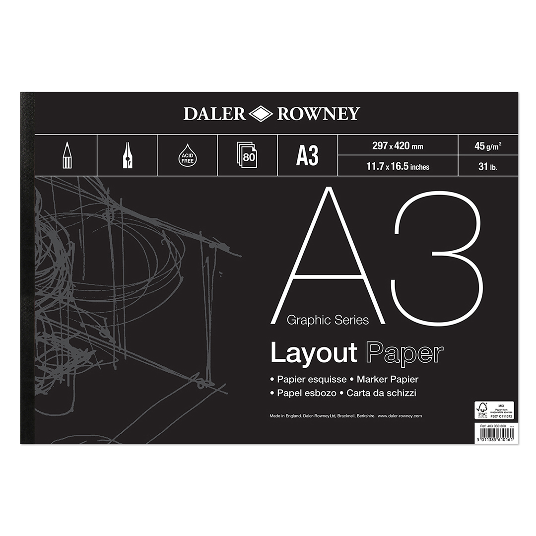 Daler Rowney Graduate Notizbuch – A3, Schwarz Matt, 20 Blatt, Portrait