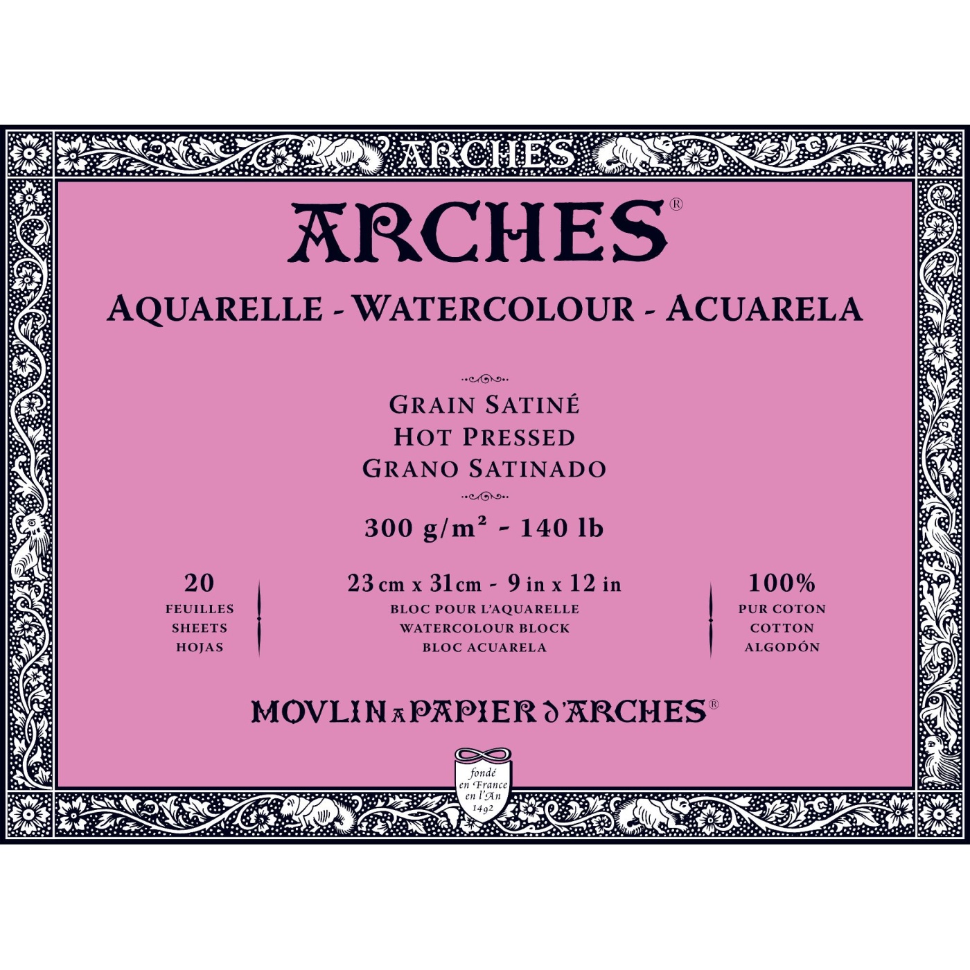 Arches Watercolor Block - 12 inch x 12 inch Cold Press 20 Sheets