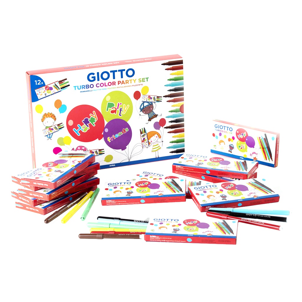 Giotto Turbo Color Felt Tip Pens Party Set x 12