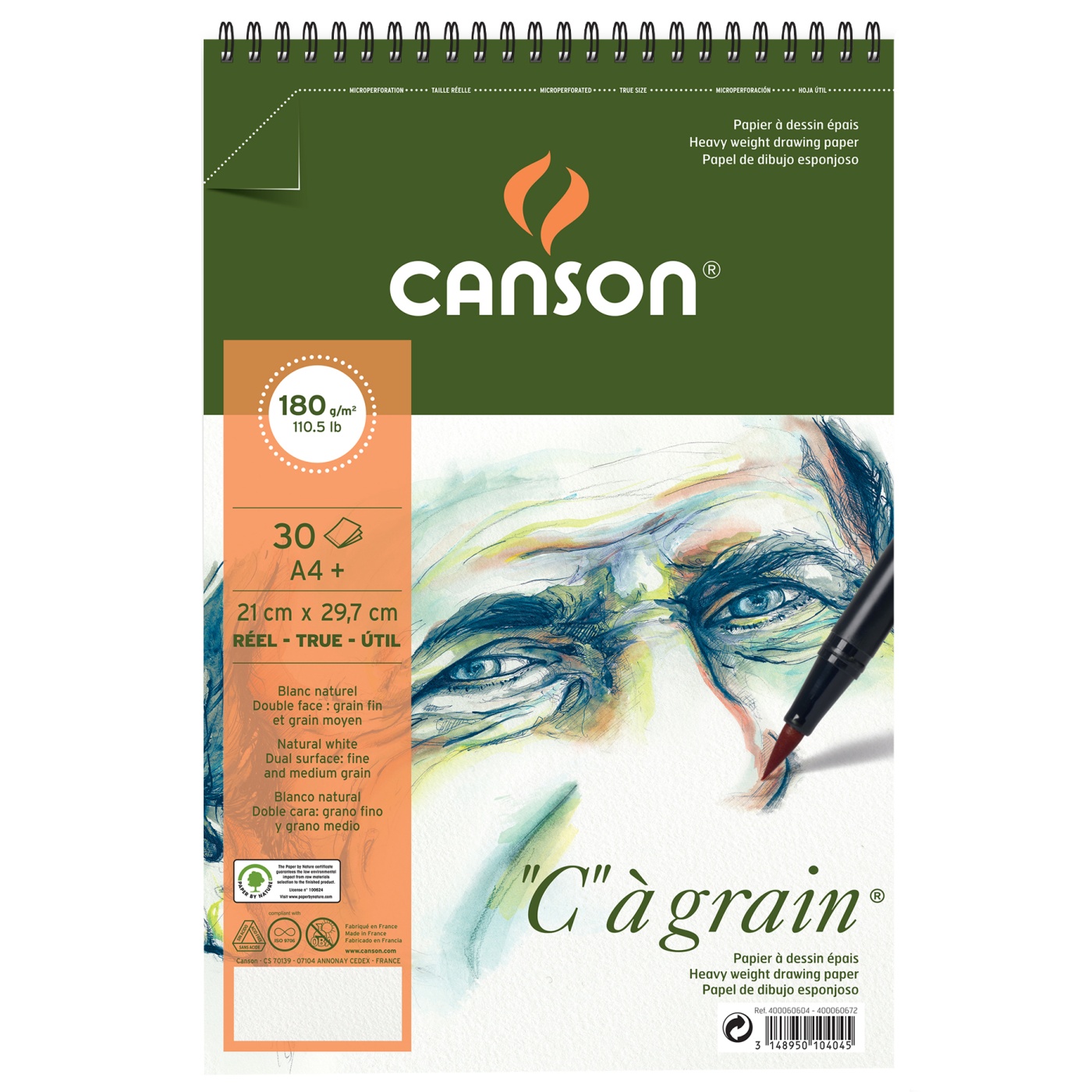 CANSON Zeichenpapier Skizzenpapier Aquarellpapier C à Grain A4 180g/qm 12 Blatt 